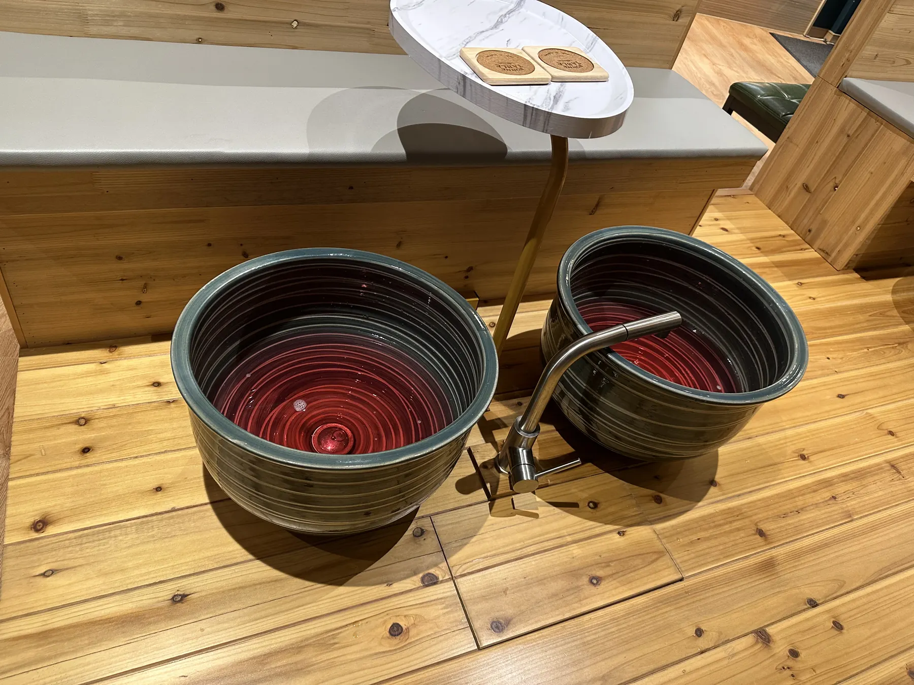 two foot baths at Prada Spa Gwangalli, Busan